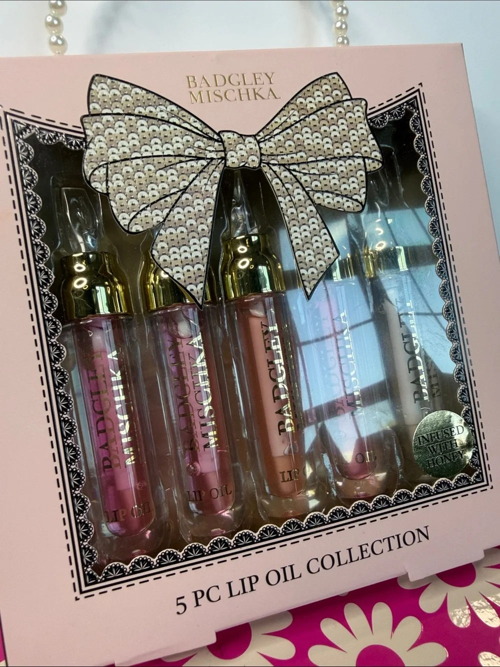 Badgley Mischka Pink and Clear‎ 5-Piece Lip Oil Set